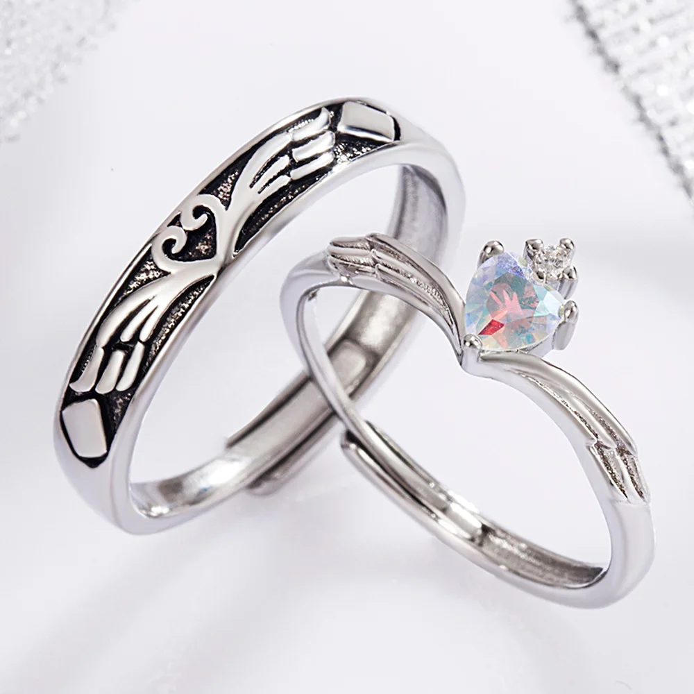 Couple Wedding Band Crown Ring Princess and knight Matching Promise Adjustable Open Jewelry Rings Gift for Women Men