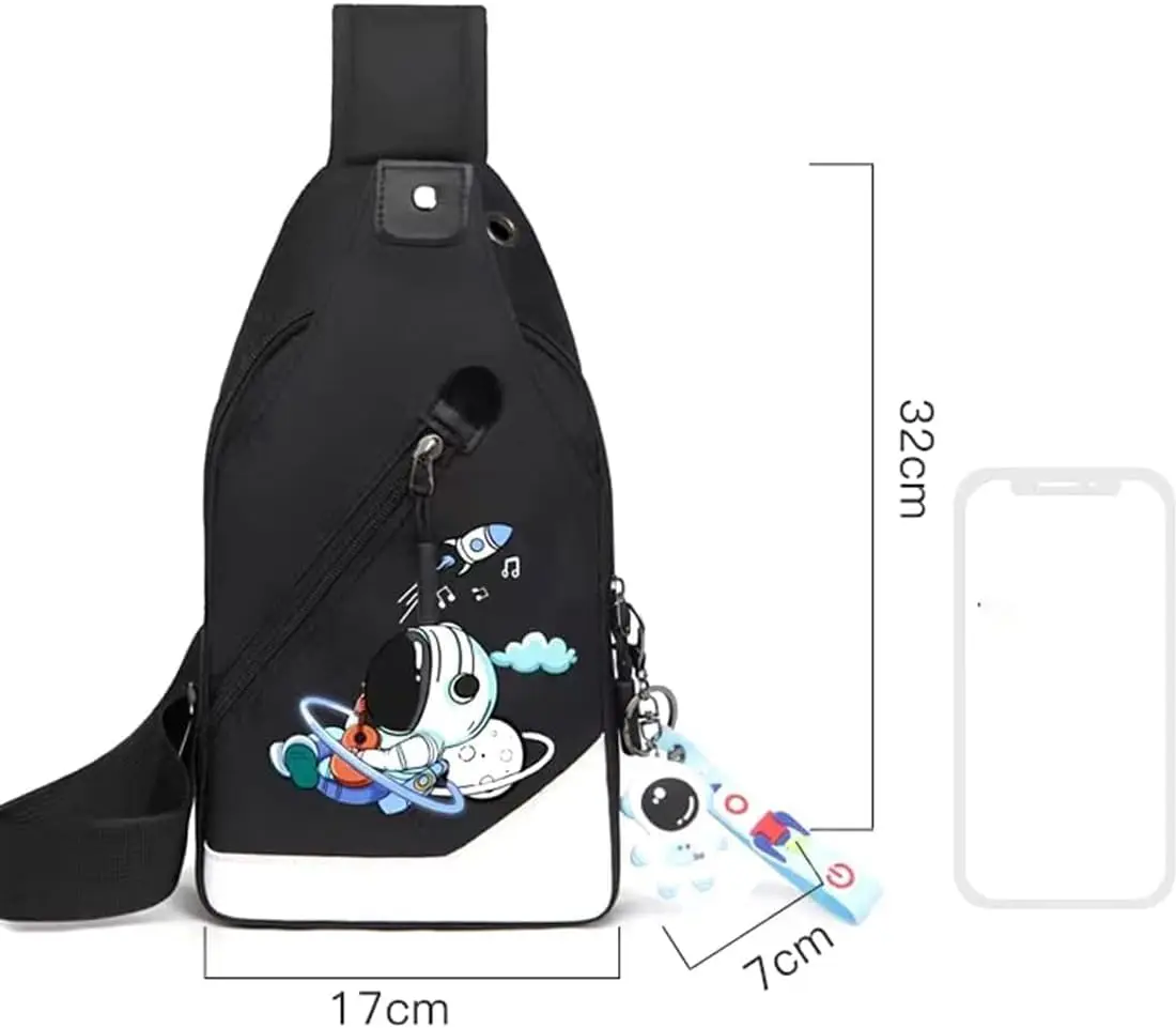 Wholesale Men Cute Astronaut Cartoon Sling Bag Crossbody Casual Chest Shoulder Daypack Hiking Travel Backpack