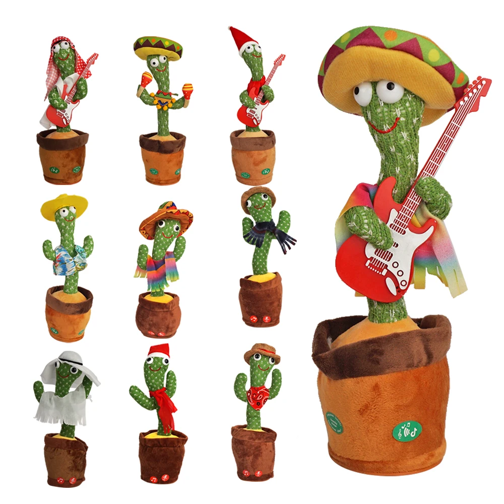 Doll Talking Game Singing Plush Toy Recording Musical arabic Christmas guitar usb battery Toy Dancing Cactus