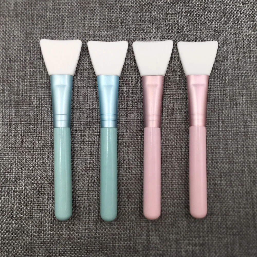 2 Pcs Blue Pink Silicone Smudge Face Mask Makeup Brush Vegan Mixing Mud Cream Spa Skin Care Tool