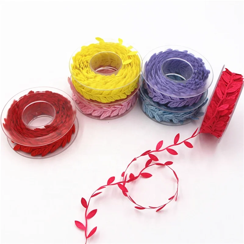
23mm 15m Fabric Bling Leaf leaves Garland Ribbon Embossing Printing Home Craft Supply DIY Handmade Decoration 