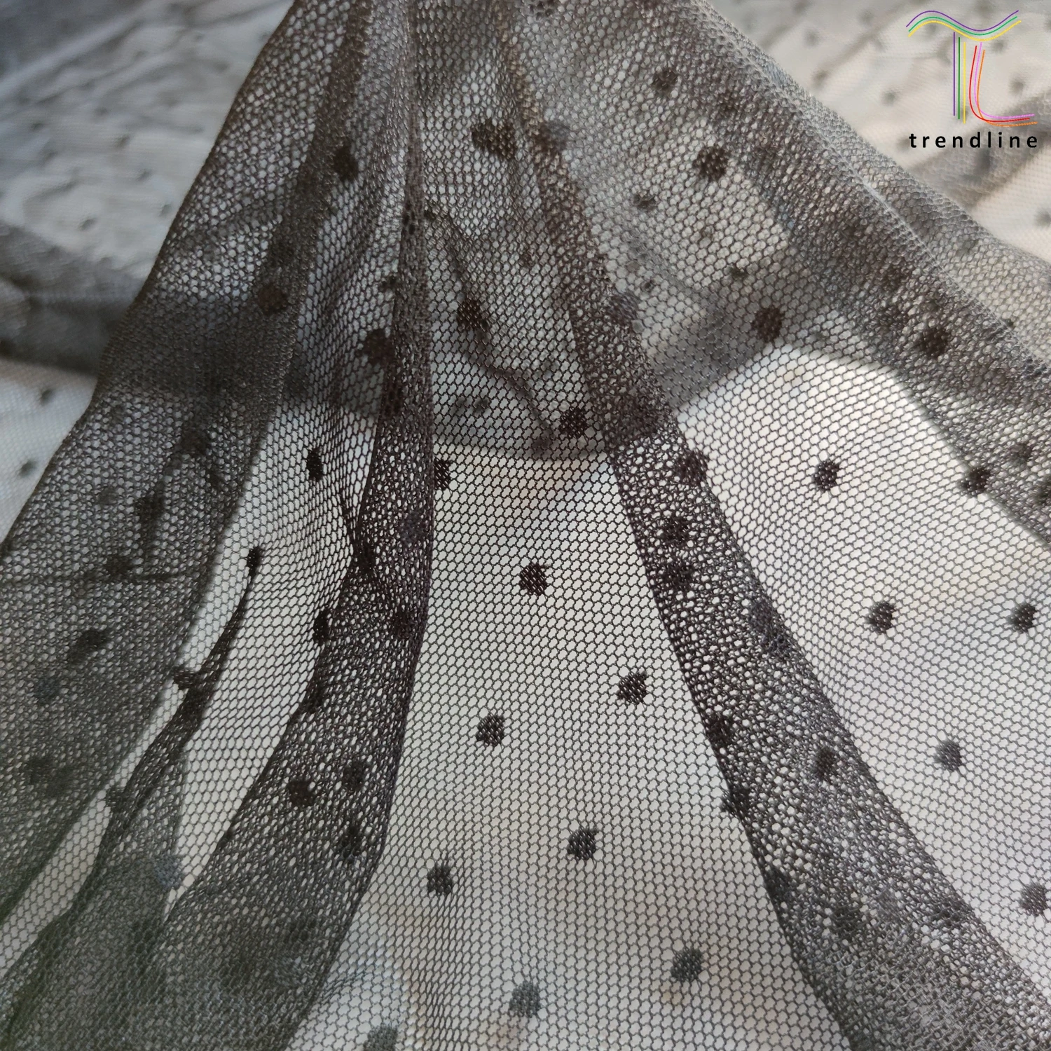 polka dots lace tulle fabric with two way stretch