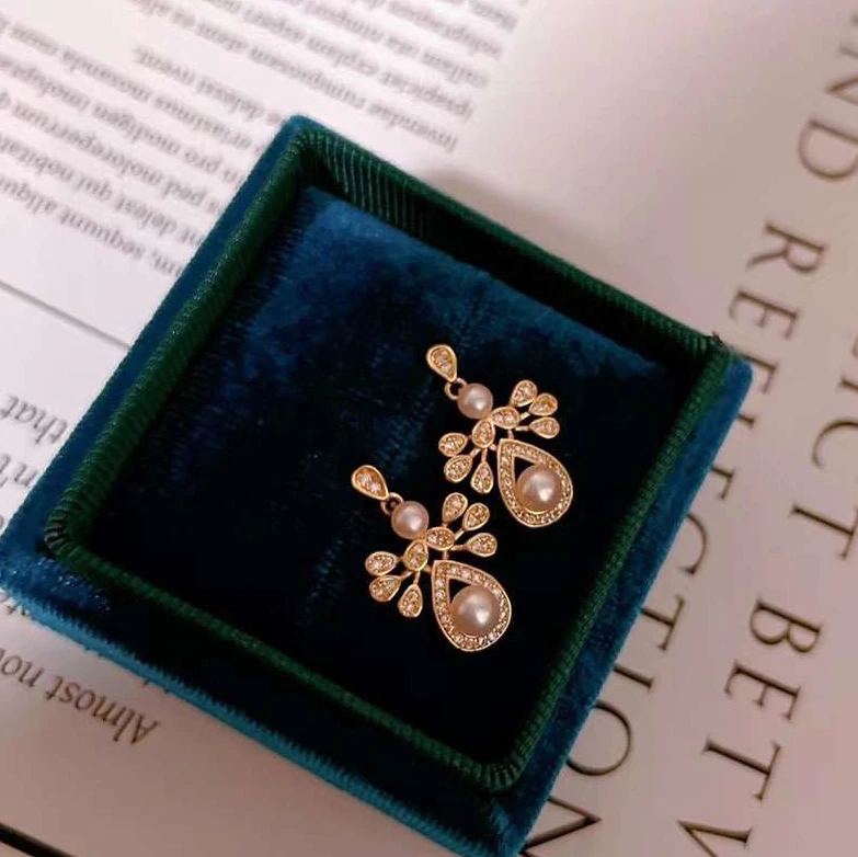 Fireworks Waterdrop Stud Earrings with 3-6mm Pearl Earrings Special Offer 925 Sterling Silver New Gold Plated Trendy Women