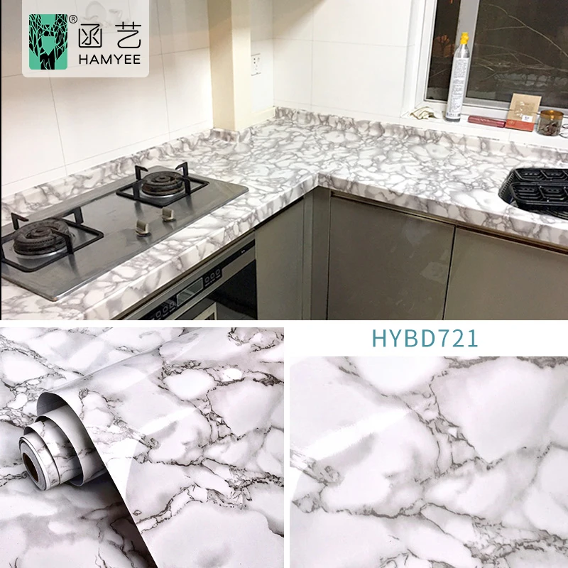 Waterproof PVC Self Adhesive Marble Decorative Wallpaper Flim For Bathroom Kitchen