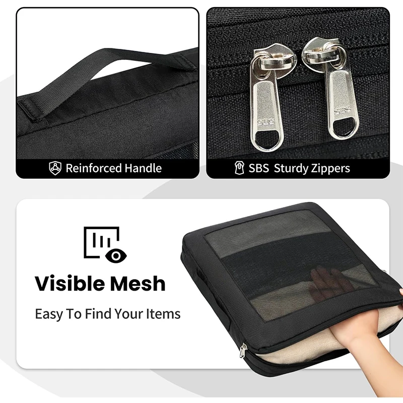 8 Set Compression Packing Cubes Full Open Visible Design Luggage Organizer Bags Set For Carry On Suitcases Travel Essentials