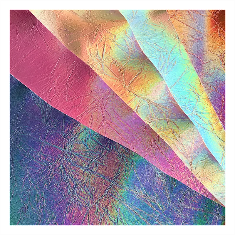 
Переливающаяся металлическая фольга кожа голографическая виниловая ткань для сумок 