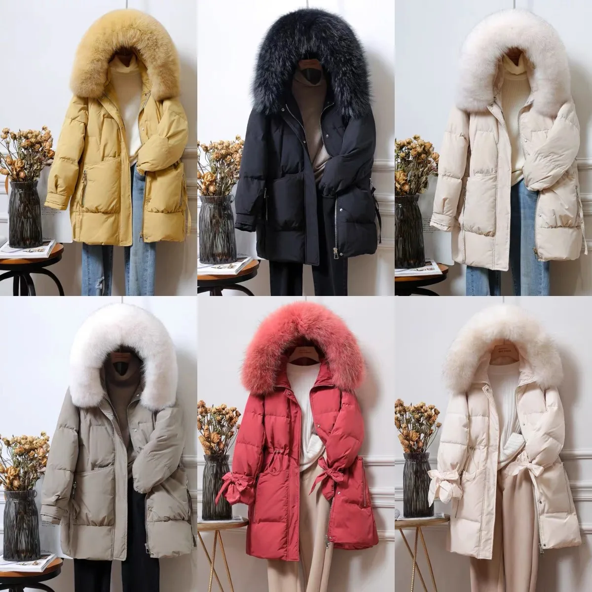 2024 new medium long down jacket thickened white duck down Korean version of foreign style warm student coat wholesale