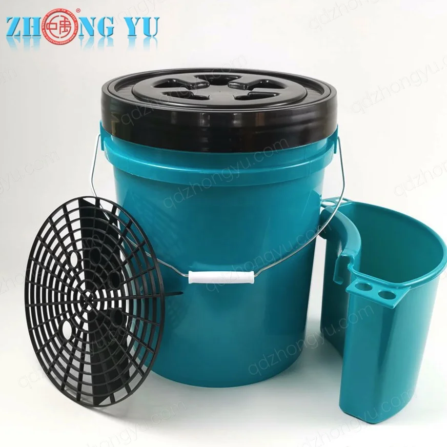 Plastic Clear Auto Cleaning Container 5 gallon detailing car wash bucket with detailing tools dirt trap bucket tool organizer