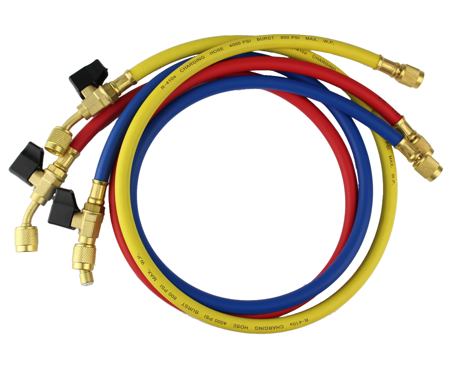 Refrigerant tools 600PSI 1/4 x1/4 brass connector 90CM length R134a refrigerant hose AHB-90 China factory