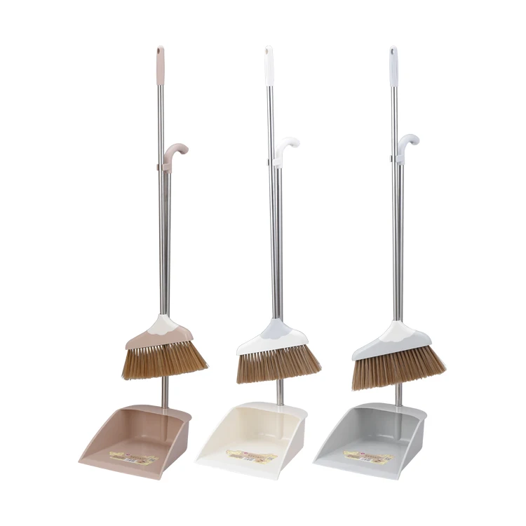 Plastic Broom and Dustpan Set with long handle Soft Plastic Broom