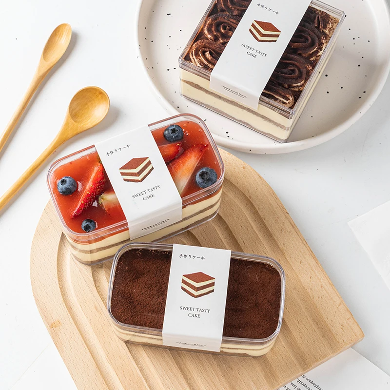 Tiramisu Dessert Box Custom Small Square Transparent Clear Display Acrylic Cake Box for Cookie