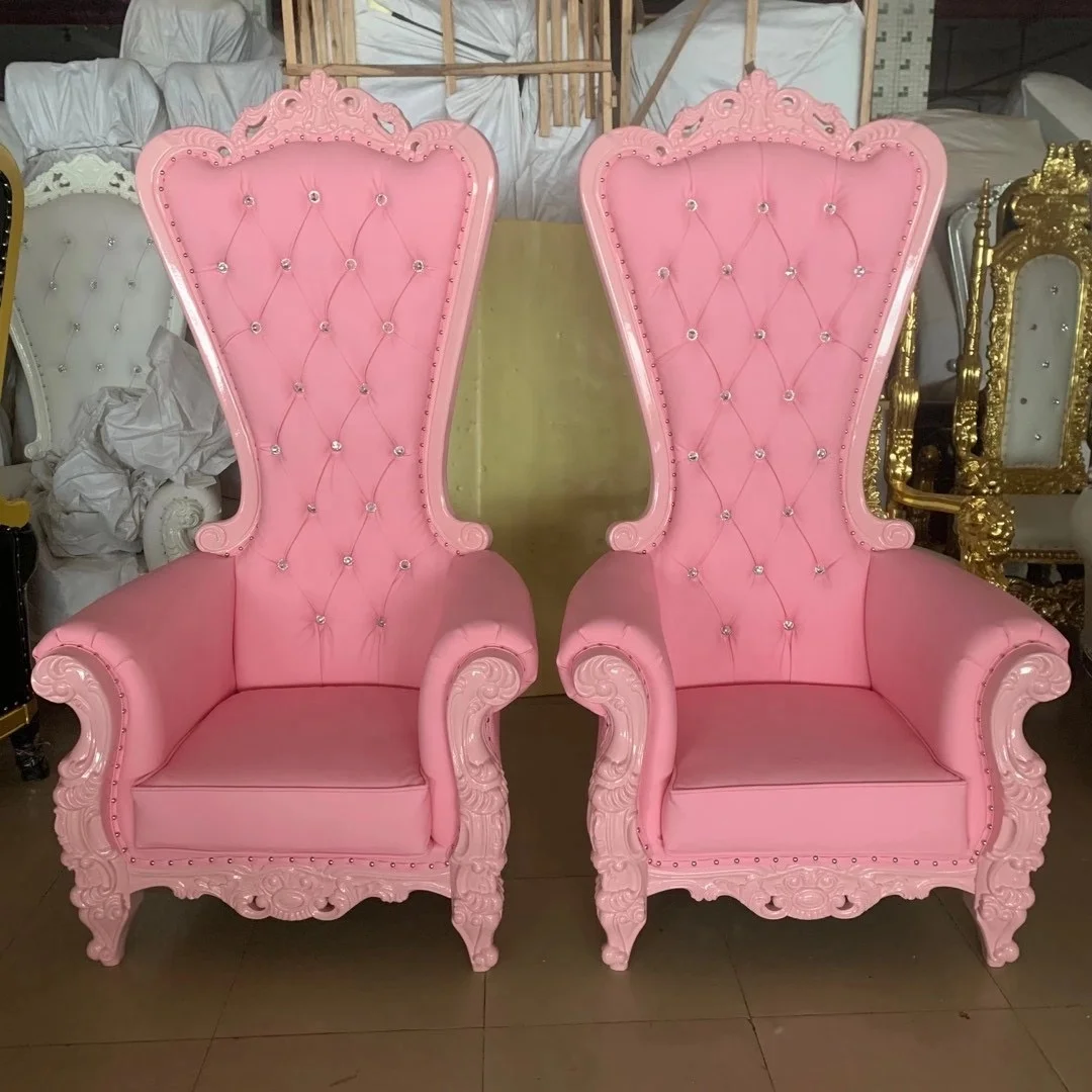 Wood Wed Color Customized Wooden Gold Single Chair Wedding Sofa Velvet Hotel high Back Cheap Carved king