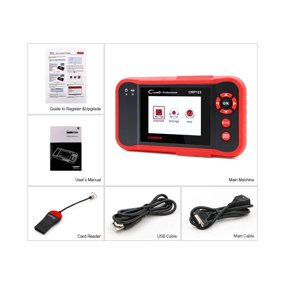 Запуск X431 CRP123 OBD2 EOBD Автомобильный сканер ABS SRS трансмиссионный двигатель Автомобильные диагностические инструменты Многоязычное бесплатное обновление