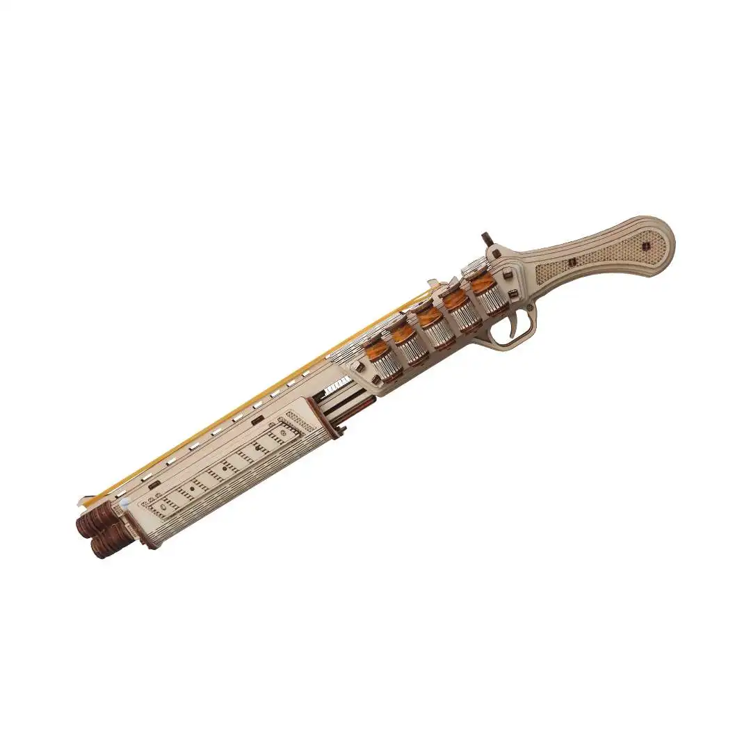 Beaverlab DIY Wooden Crafts Jigsaw 3D Puzzles Rubber Band Toy Gun for Children and Kids