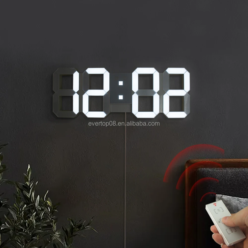3D numbers desktop and wall mounted LED calendar alarm frame clock