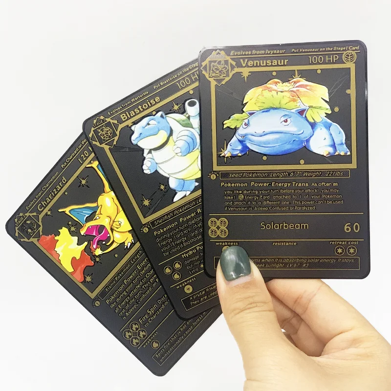 China Manufacturer Wholesale Cheap Gold Metal Poke mon cards charizard 1st edition card