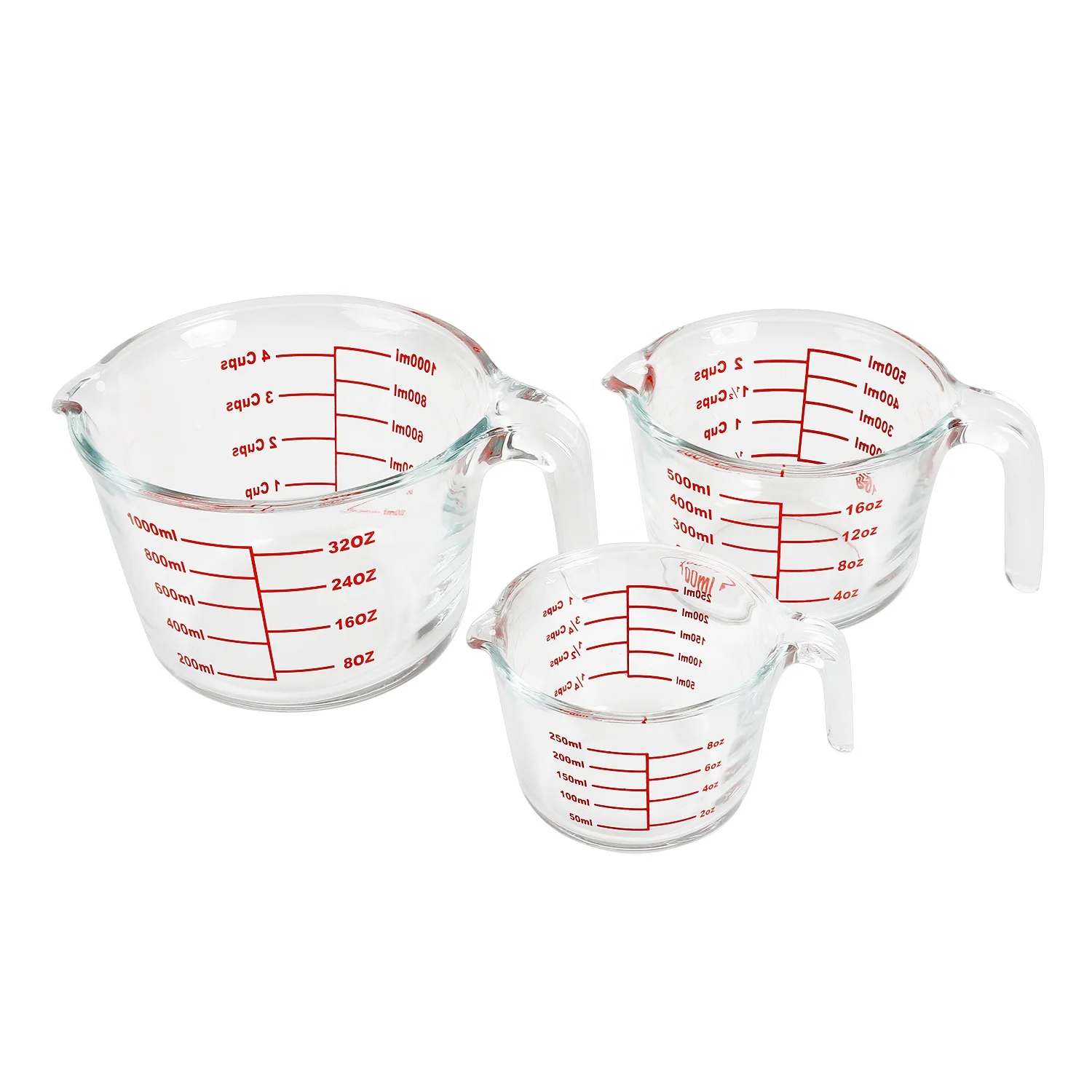 Круглый термостойкий стеклянный мерный кувшин для жидкости