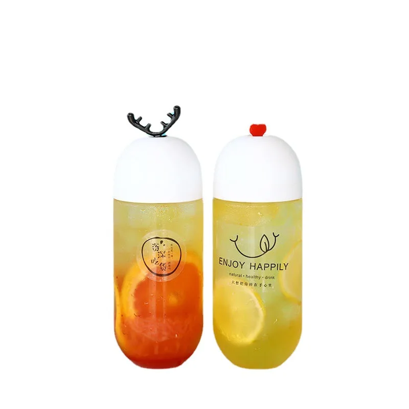Factory Wholesale Plastic Cute Milk Tea Bottle Drinking Bottle For Beverage Juicy