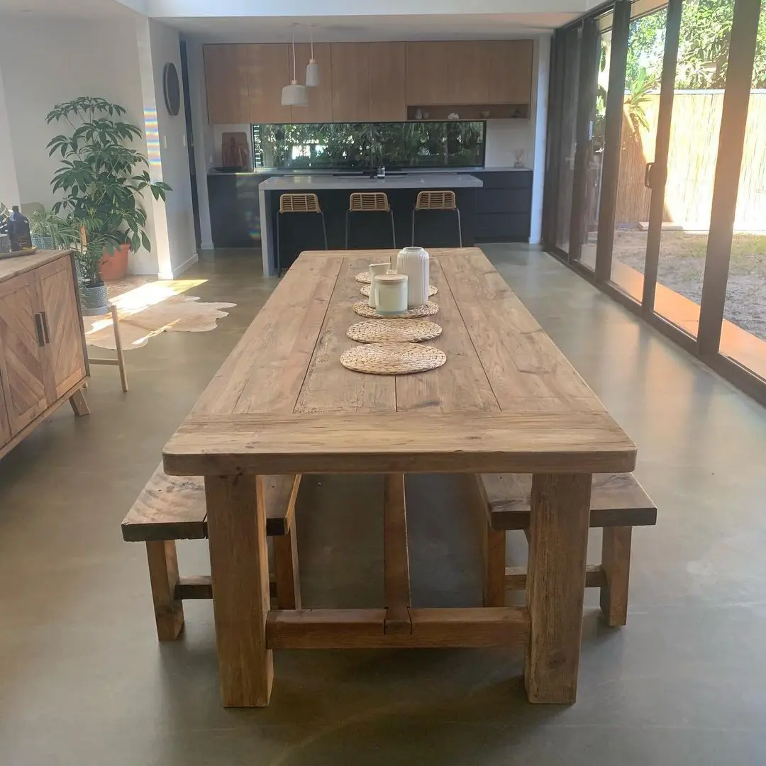 solid wood recycled timber furniture new products dining table and chairs