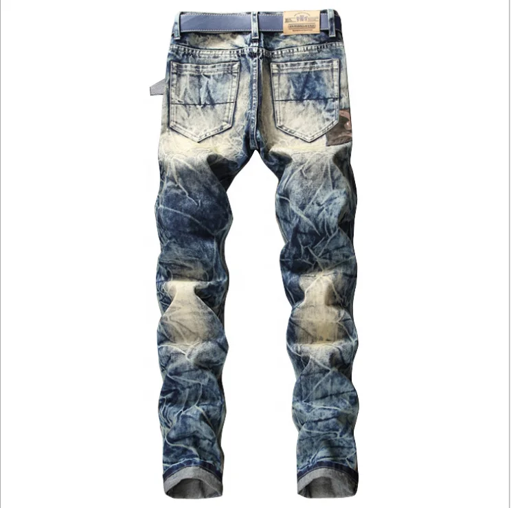 fashion crazy patch embroidery punk streetwear ripped hole men jeans