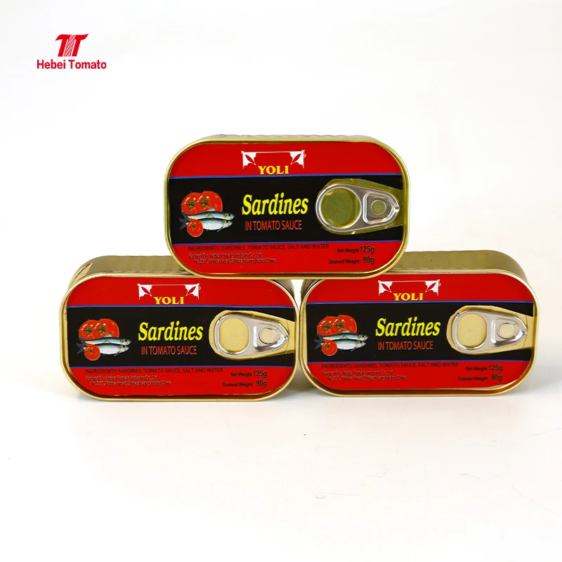 Canned Seafood Sardine 125g Canned in Tomato Sauce/in Vegetable Oil Oval Can with Customized Brands