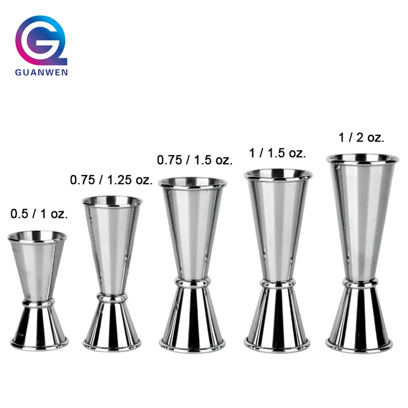 Jigger for Bartending Double Cocktail Premium 304 Stainless Steel 0.5 oz / 1 Oz. with Measurements Inside