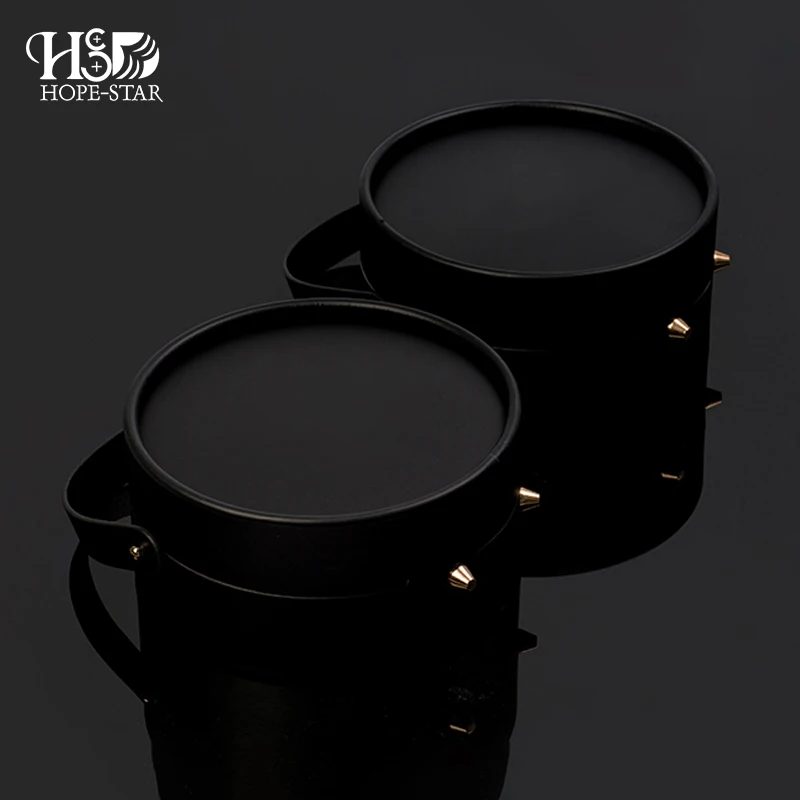 Manufacturer Golden Supplier Luxury Leather Paper Cardboard Large Black Round Gift Box For Gift