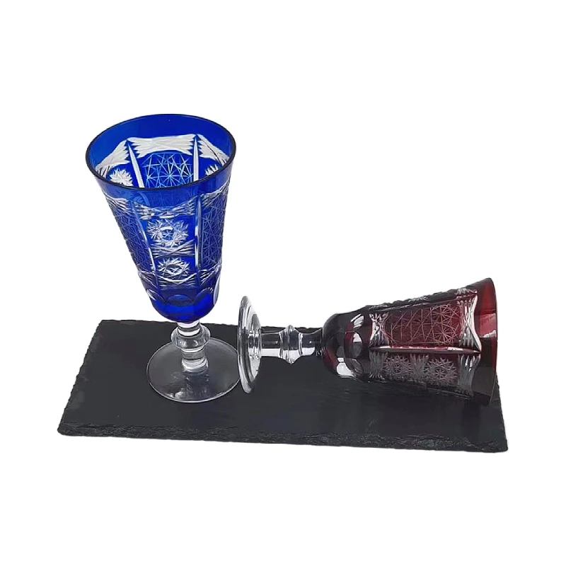 hand made overlay  bohemia crystal colored 120ml mini red wine glass goblet