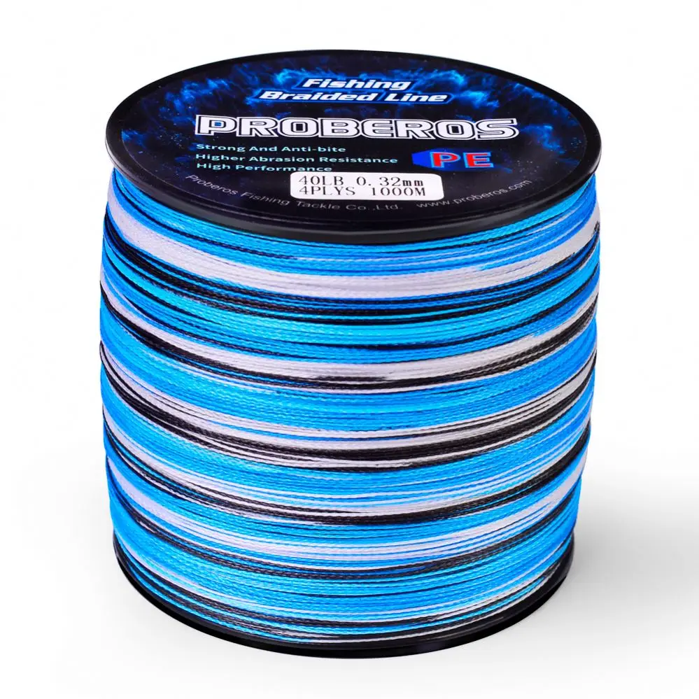 PROBEROS 4 Strands Fishing Line Camouflage Pe Main Line 300m 500m 1000m Pe Strong 4 Weaves Braided Fishing Rope