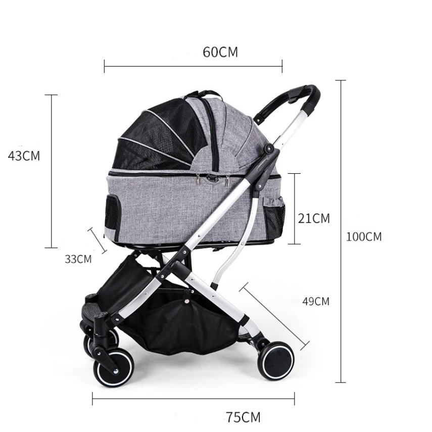 Nylon Polyester  Pet Trolley And Carrier Luxury Detachable Pet Strollers For Cat and Dog