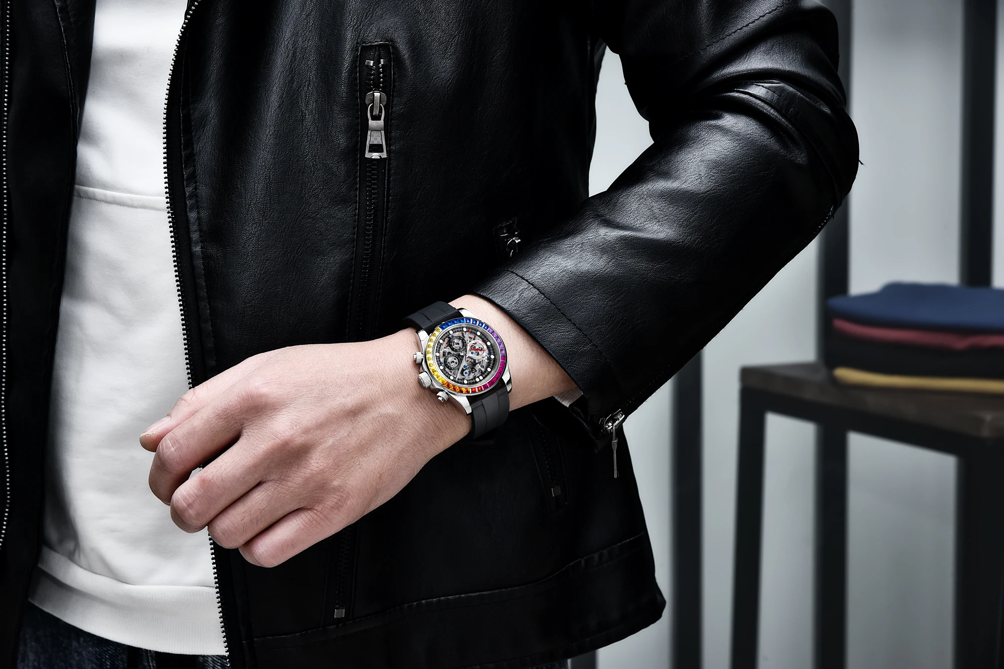 PAGANI DESIGN fashion Stainless Steel Waterproof Watch for Men with Diamond mechanical Movement