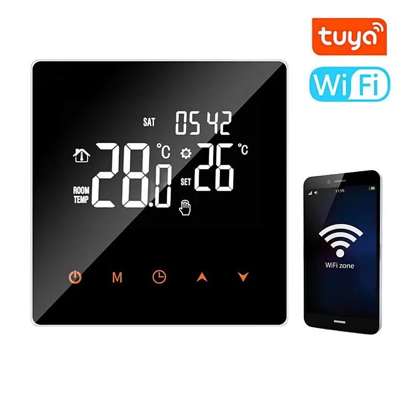 Tuya Wifi Module Weekly Programmable Data Storage Water Floor Heating Thermostat Lcd Display