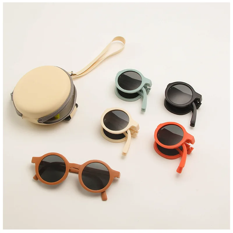 Folding Kids Sunglasses Children Colorful Round Shades Sunglasses Uv400 High Quality Baby Sunglasses 2023 Latest Design New PC