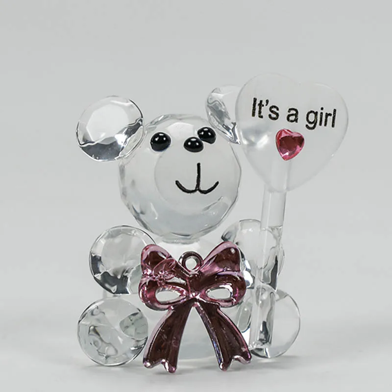 Ywbeyond Crystal Teddy Bear Figurines Ornaments Baby Christening Gifts for Boy girl Baby Shower Souvenirs