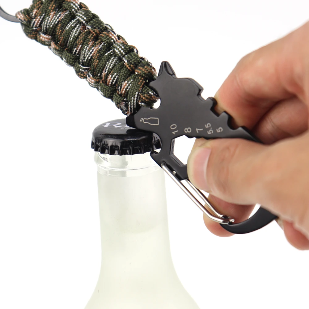 Hot sale Multi purpose stainless steel carabiner clip keychain climbing hiking carabiner With paracord