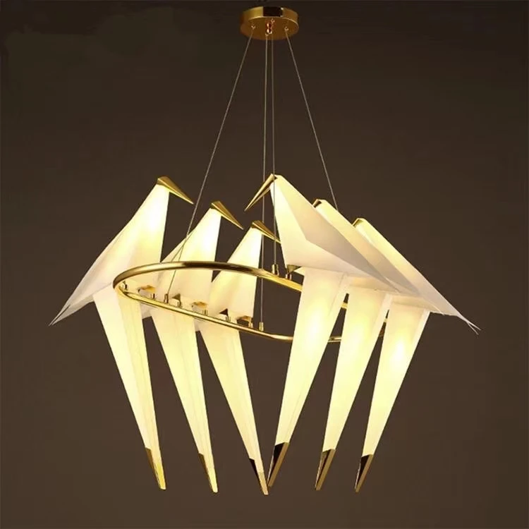 Nordic LED Bird Design Pendant Lamp acrylic gold Chandelier for hotel restaurant lobby