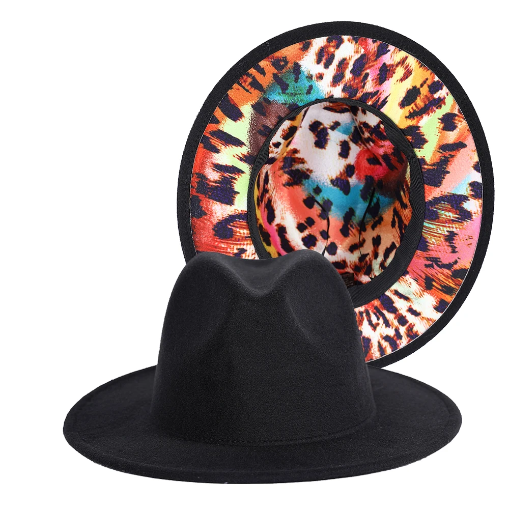 Wholesale 2021 Women And Men Two Tone Wide Brim Fedora Hats Custom Wool Felt Autumn Winter Fedora Hats For Women