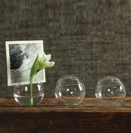 Mini Glass Ball Vase  Place Picture  Card Holder MH-12338