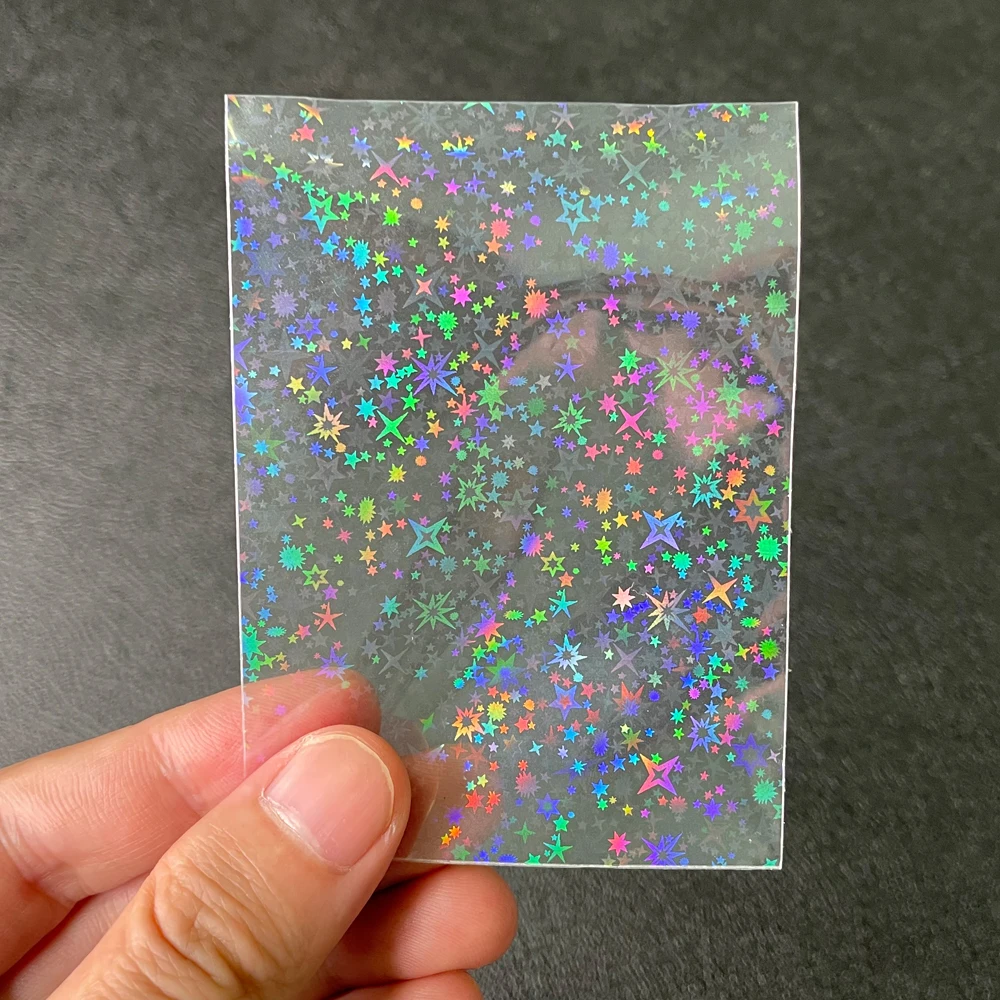 Sell Well Little Star Laser Flashing Soft Card Sleeves Printed Waterproof Plastic Premium Thickness Clear Game Protector