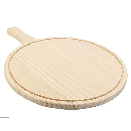 Wooden Round Wood Food Plate Pizza Cutting Board Kitchen Tools Serving Paddle Pizza Peel With Handle