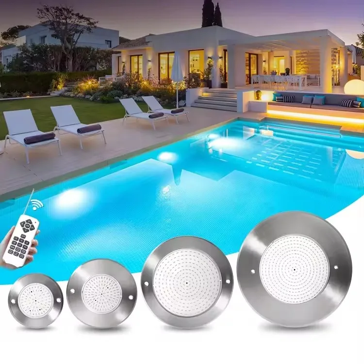 35W Remote Control 12V Pool Lamp Ip68 Waterproof Rgbw Stainless Steel Resin Filled Underwater Led Swimming Pool Lights