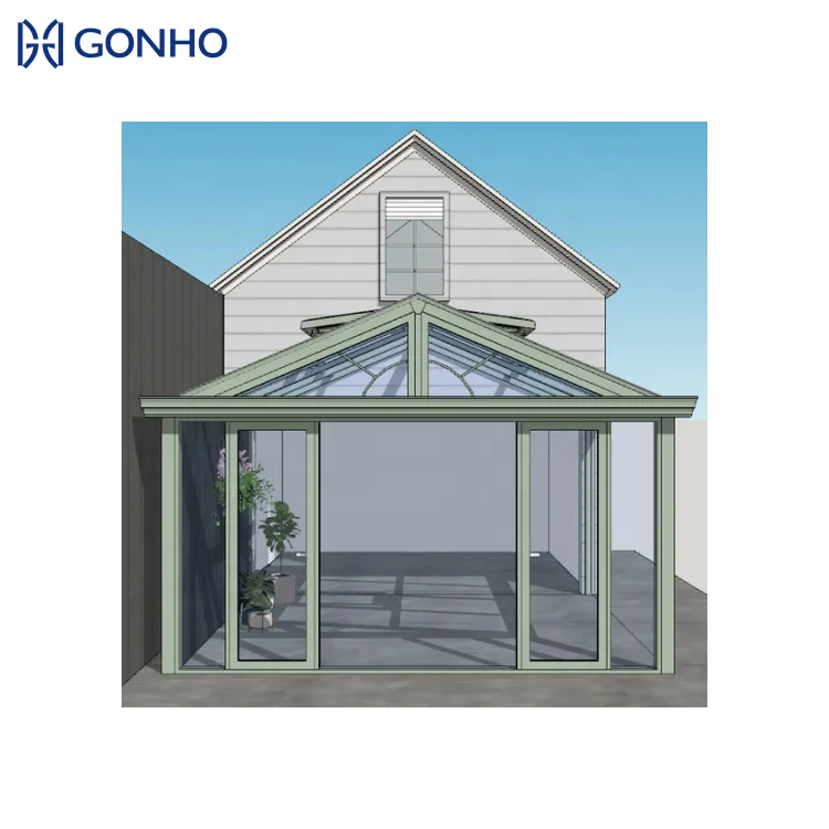 GONHO House Garden Glass Insulating Double Triangle Roof Electric Control Louver Winter Stain Sunroom