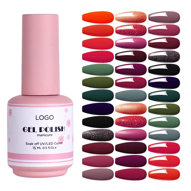 Private label OEM&ODM 100 colors 15ml gel nail polish kit set soak off uv nail gel polish set uv gel nail polish