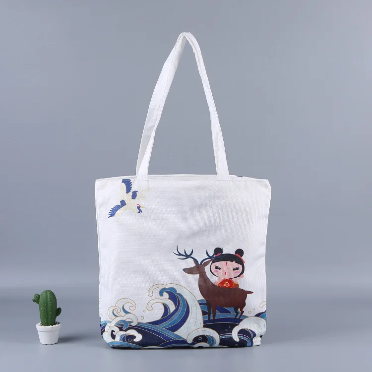 BESTELLA Brand Custom Printed Logo Heat Transfer Canvas Tote Bag Cotton Plain Reusable Grocery Shoulder Shopping Bag