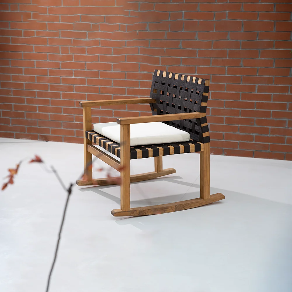 Elegant Garden Furniture Handcrafted Solid Wood Rocking Chair for Sale Perfect for Villa Courtyard