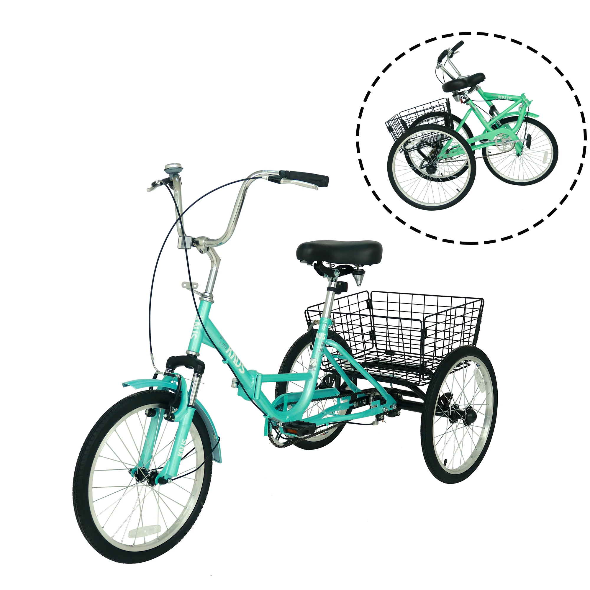 Adult Tricycle Trikes,3-Wheel Bikes,20 Inch Wheels Cruiser Bicycles with Large Shopping Basket for adults