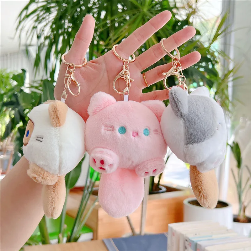 Cute BBS Casual Cat Doll Plush Pendant Cotton Key Chain Bag Pendant with Sound Squeak Cartoon Inspired Design
