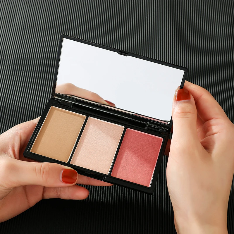 3 color  health beauty Blush Palette makeup blush highlight contour blush private label