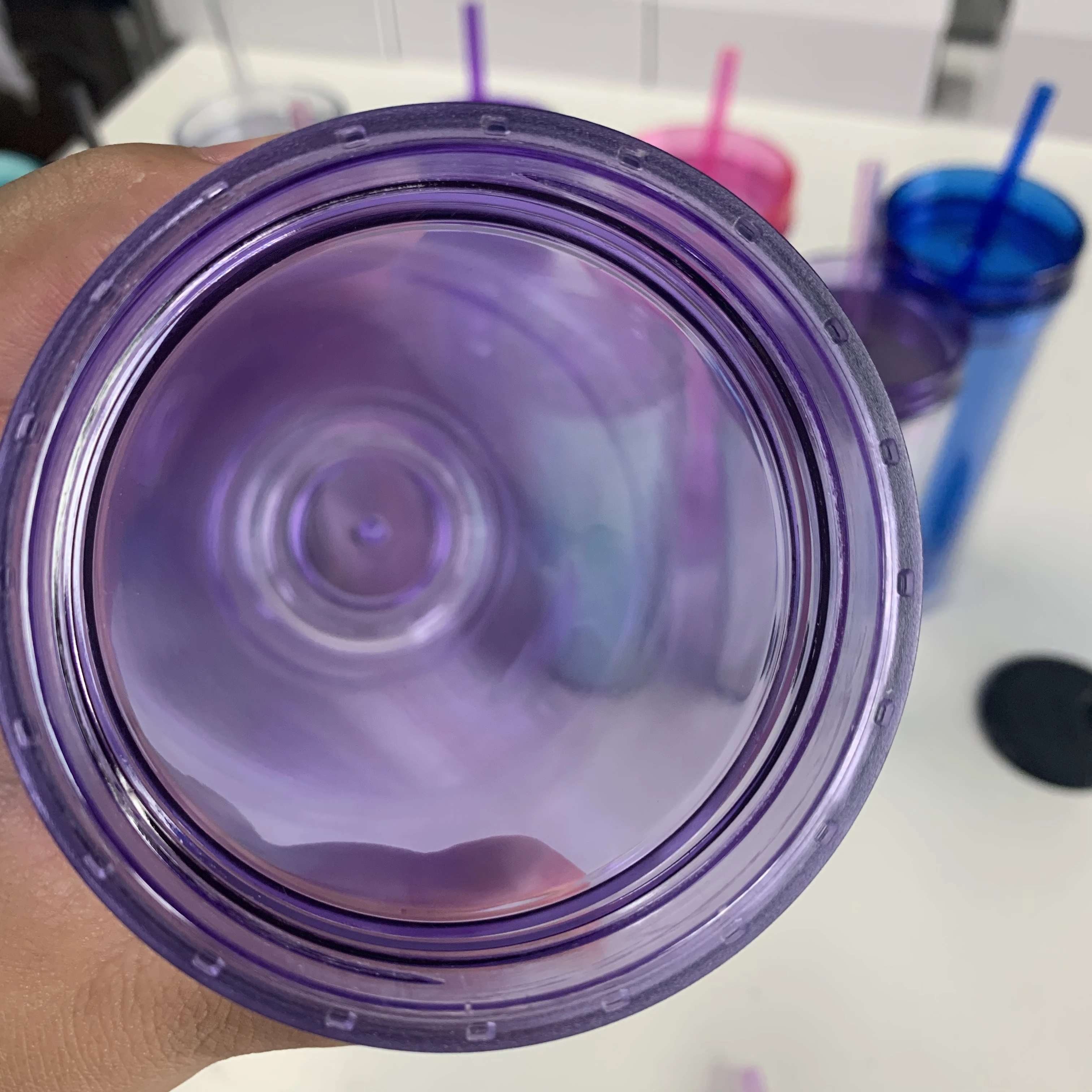 Clear Drinkware 16oz 19oz 20oz Insulated 10 colored Laser holographic Glitter Bomb Plastic Straight cups With lids and straws