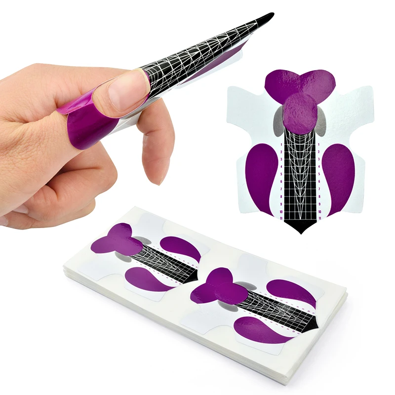 100Pcs Stiletto Nail Form for Acrylic UV Gel Nail Extension Forms Nail Art Tool Sticker